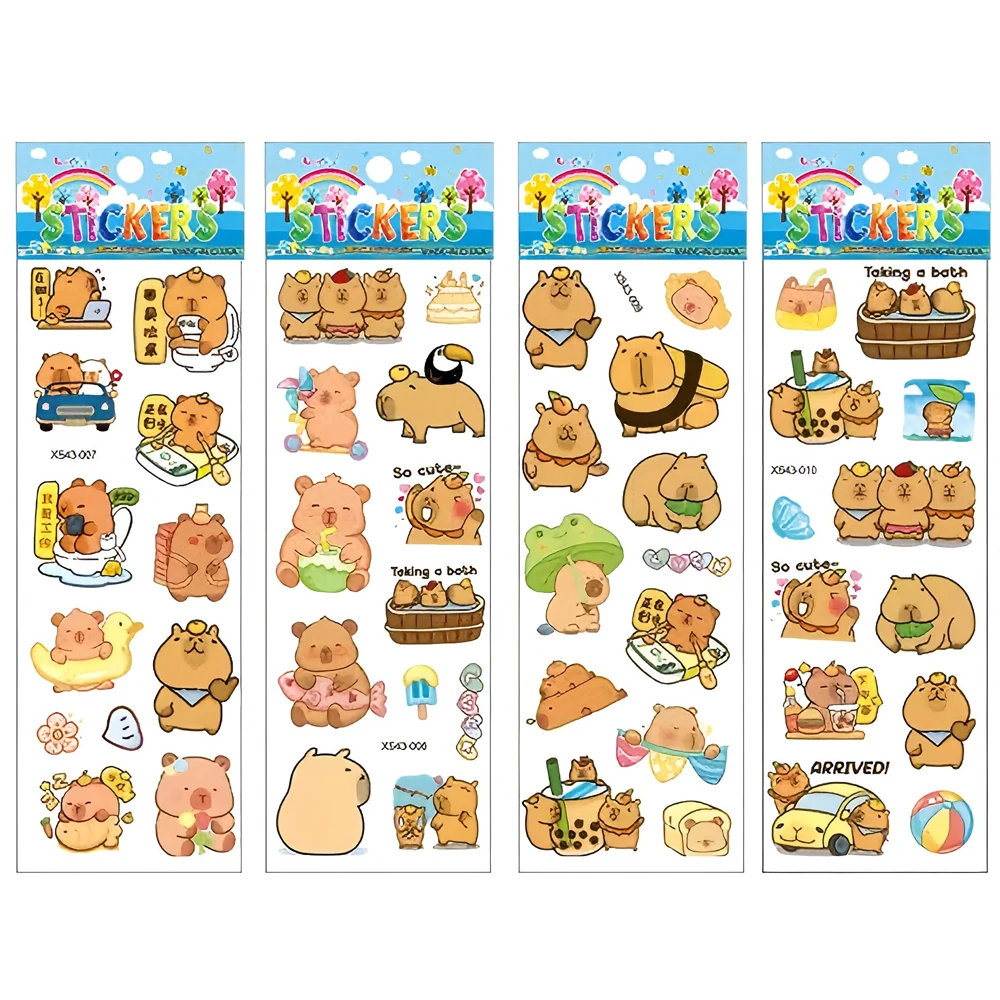 12sheets Funny 3D Puffy Capybara Stickers Cute Animal Bubble Decal Toy Waterproof DIY Stationery Laptop Cartoon Sticker for Kids