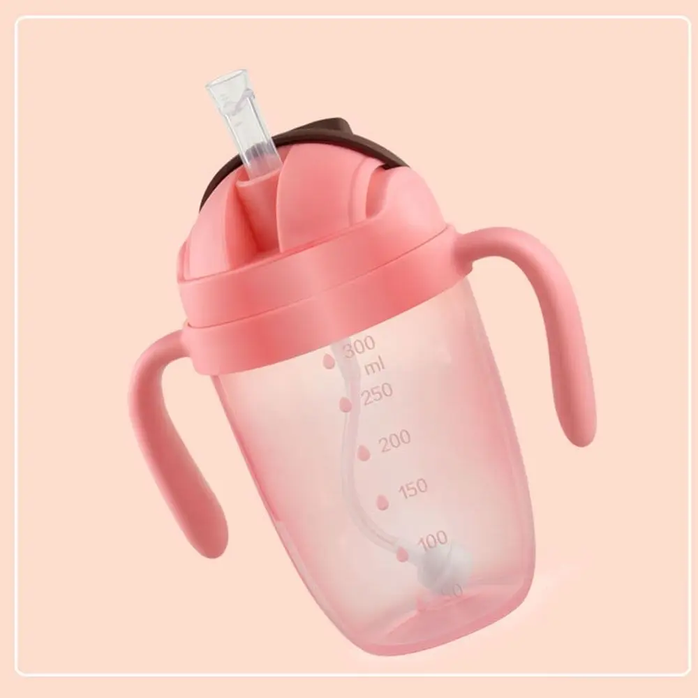 300ML Children Learning Cup with Double Handle Leakproof Baby Drinking Cup Kettle Milk Tea Cup Wide Caliber Kids Sippy Cups