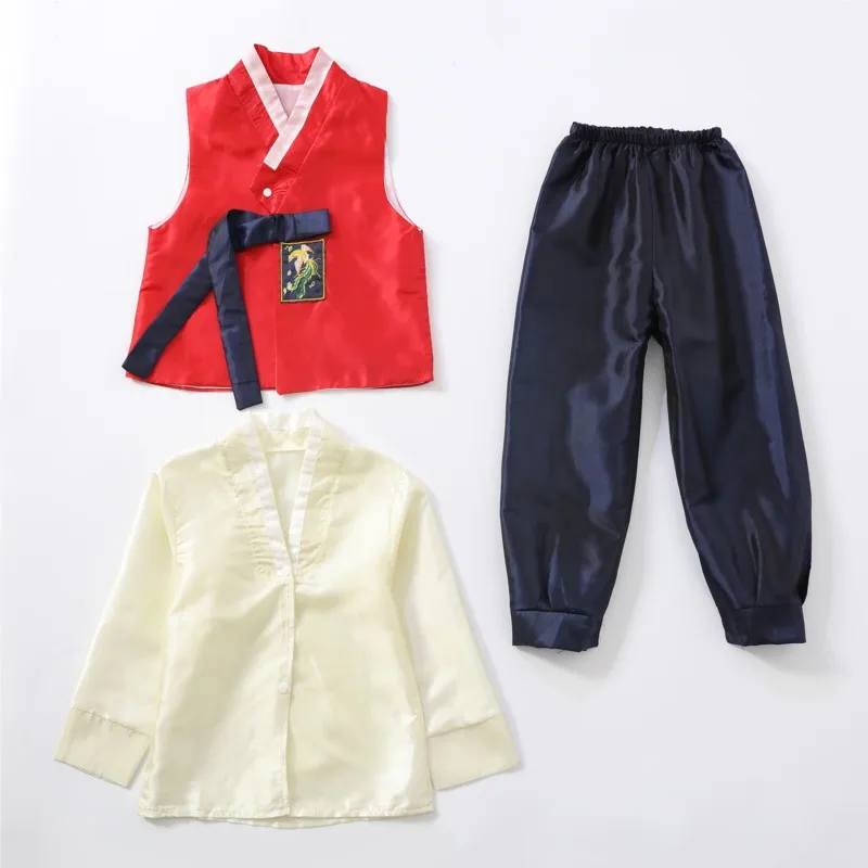 2022 New Arrival Long-Sleeved Boys Kids Hanbok Creative Simple Children\'s Hanbok Traditional Korean Performance Costume LC782