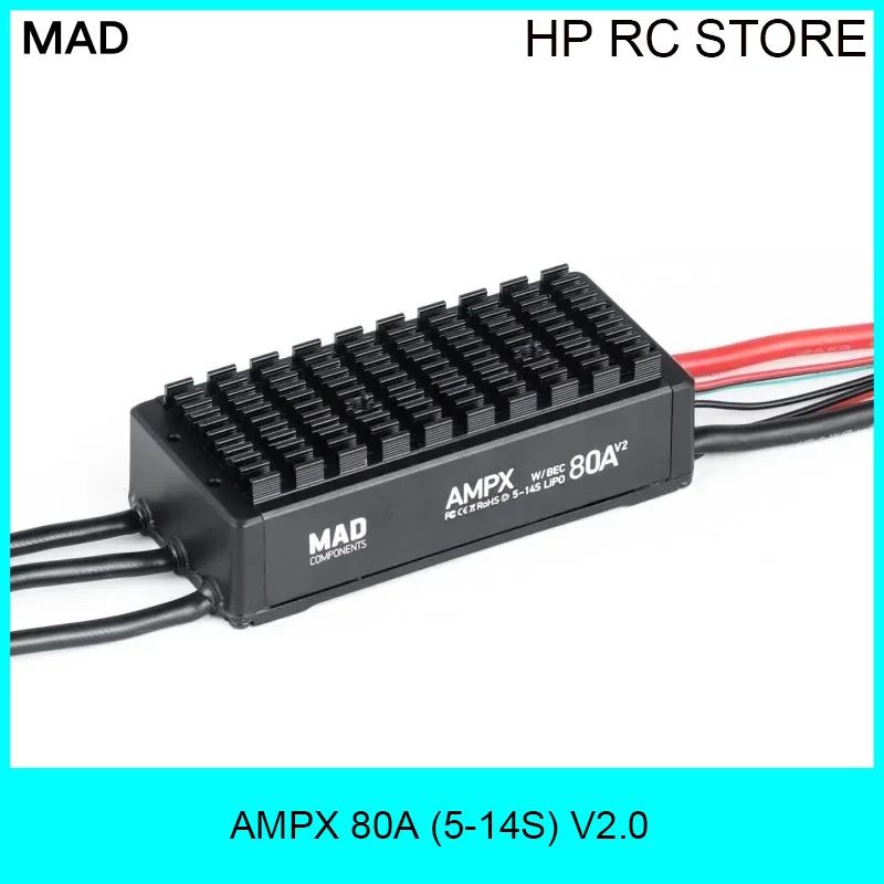 MAD AMPX 80A ESC 5-14S V2.0 Brushless Speed Controller with DroneCAN CyphalCAN BEC for VTOL Fixed Wing Multirotor Drone