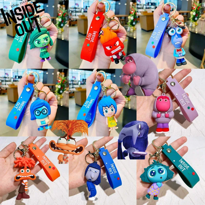 Disney Inside Out 2 Keychain Anime Figure Joy Sadness Doll Children's Toy Pendant  Bag Accessories Hanging for Couple Kids Gifts