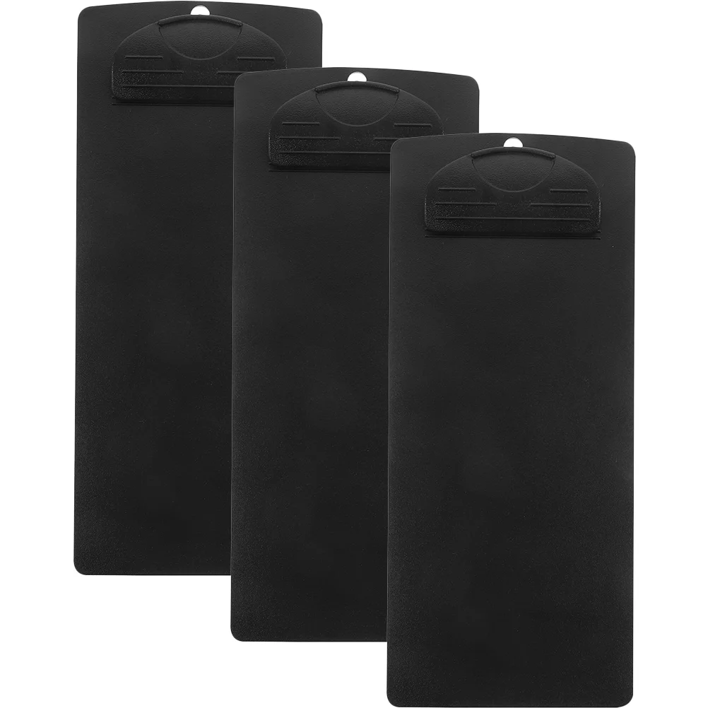 

3pcs Black Clipboards Bill Folders Writing Boards Document Clamps Classroom Restaurant Office Supplies Portable Small Size