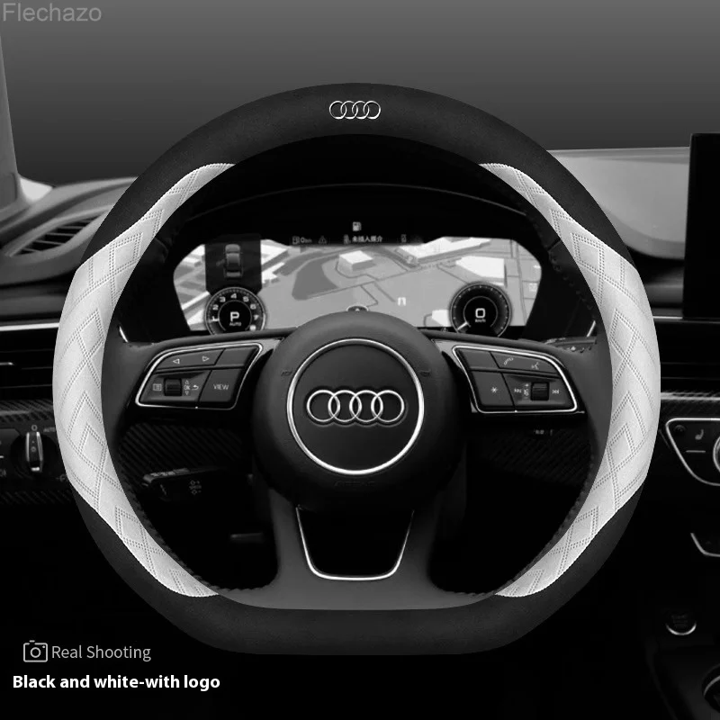 Car Steering Wheel Cover For Audi ABT A1 A2 A3 A4 A5 A6 A7 A8 Q2 Q3 Q4 Q5 Q7 Q8 TT RS3 RS4 RS5 RS6 RS7 S3 S4 S5 S6 S7 S8 S line view 5