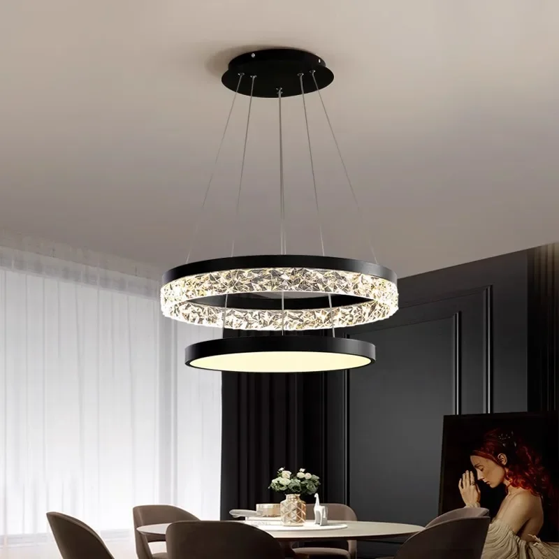 SANDYHA Modern Minimalist Restaurant Pendant Lights Ring Design LED Lamp Hanging Chandelier Living Room Bedroom Decoration Home