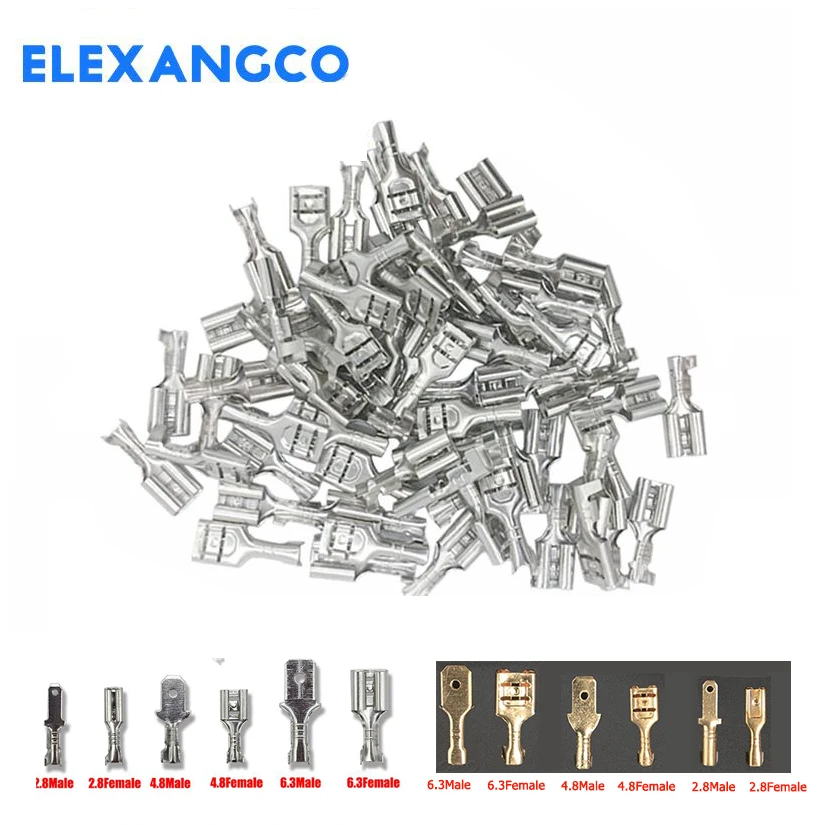 100PCS Quick Splice 2.8mm 4.8mm 6.3mm Male and Female Wire Spade Connector Wire Crimp Terminal Block And Insulating Sleeve