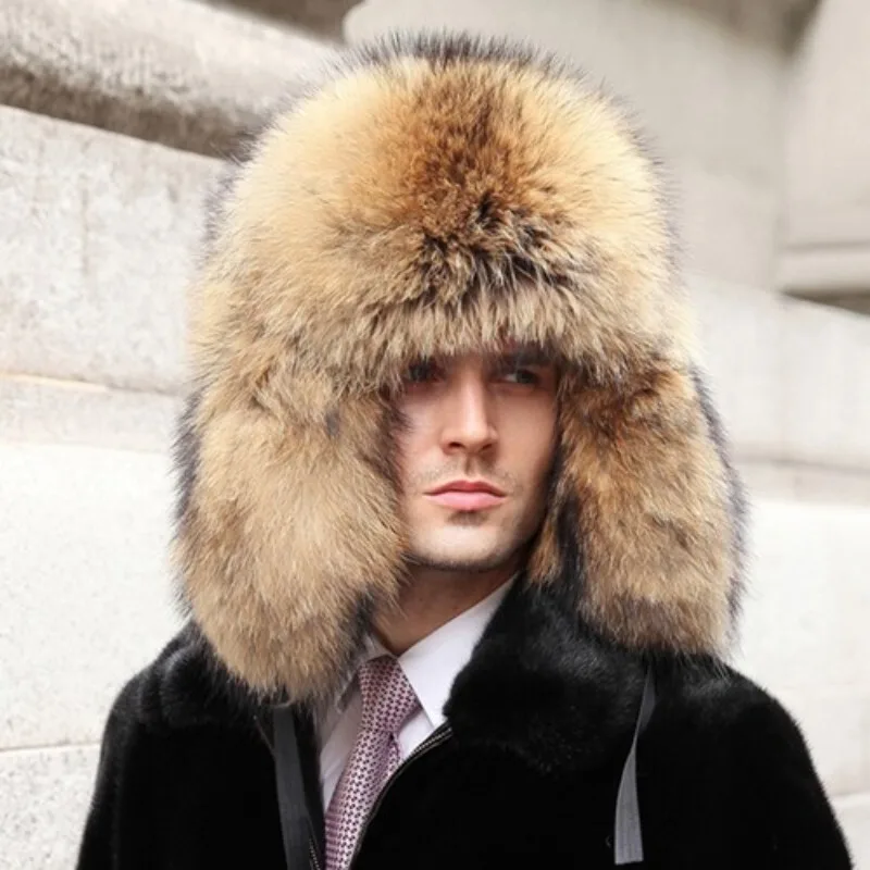 

Russian Style Ushanka Hat for Men Warm Thickened Faux Fur Bomber Cap with Ear Flaps Winter Outdoor Beanie Hat