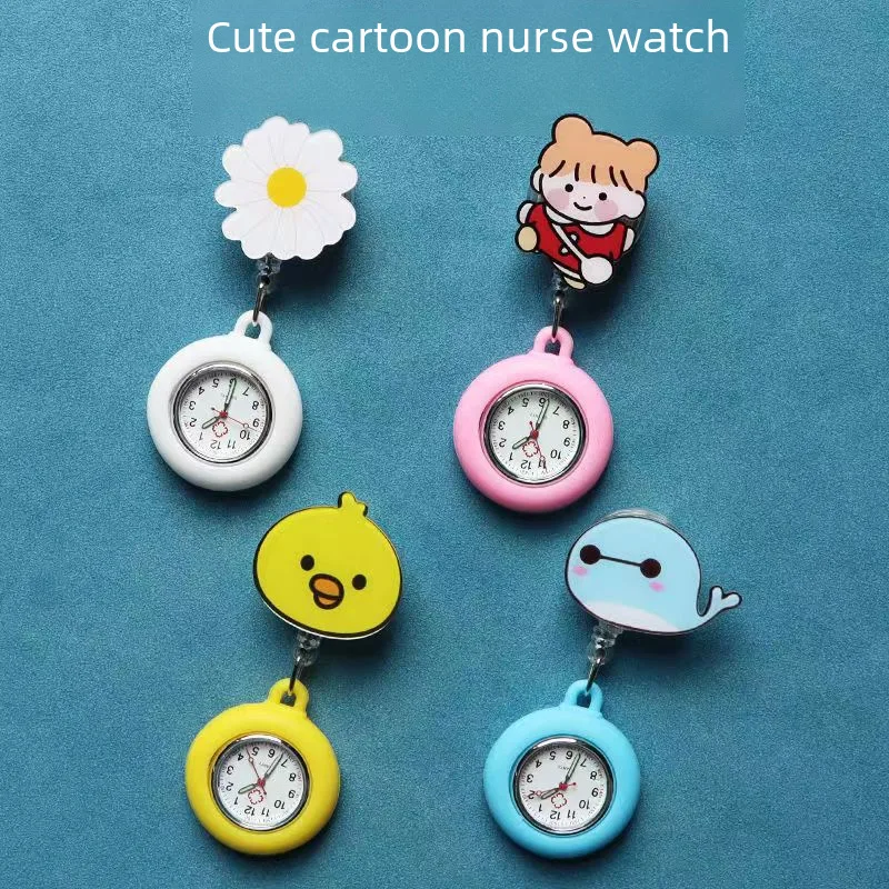 Montre de poche en silicone Shoous pour infirmière, médecin, étudiant, dessin animé mignon, Rick, animal, poitrine, chaud, en stock, en gros