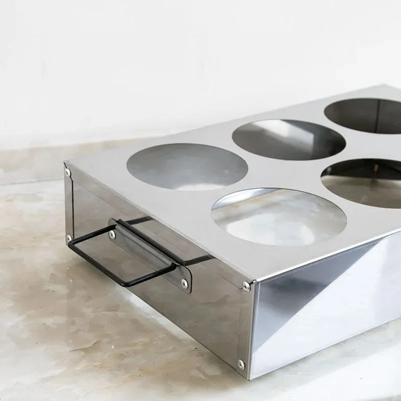Stainless Steel Double Row Round Grid Seasoning Box 4/6 Grid Hot Pot Seasoning Table Seasoning Box Restaurant Seasoning BoxZI201