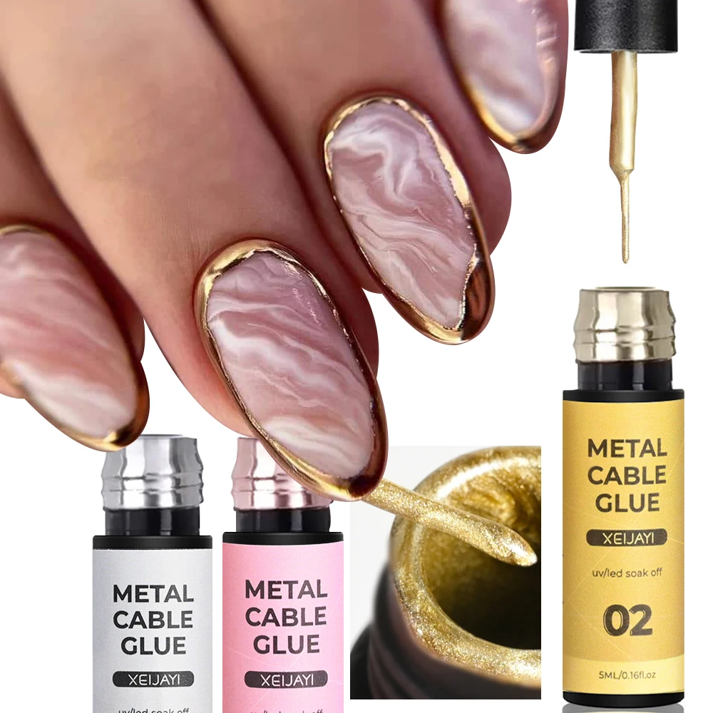 Metallic Gold Silver Rose Nail Gel Polish UV/LED Metal Painting Nail Gel Drawing Mirror Nail Art Decoration DIY Mnicure