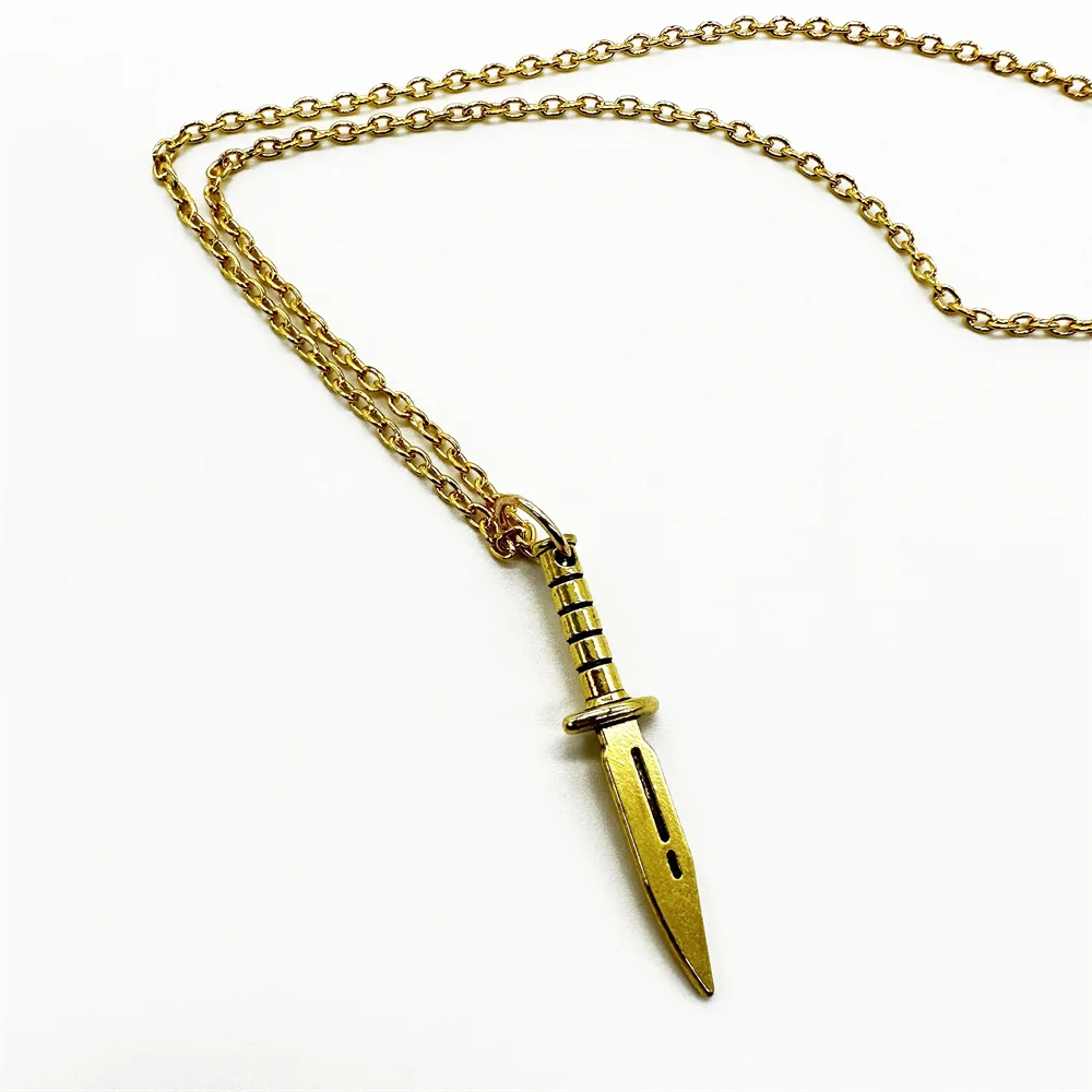 Gothic Messer Dolch Anhänger Halskette Schmuck Geschenk für Männer Frauen Gril Boy Punk Kpop Stil Zubehör Charme Neuheit