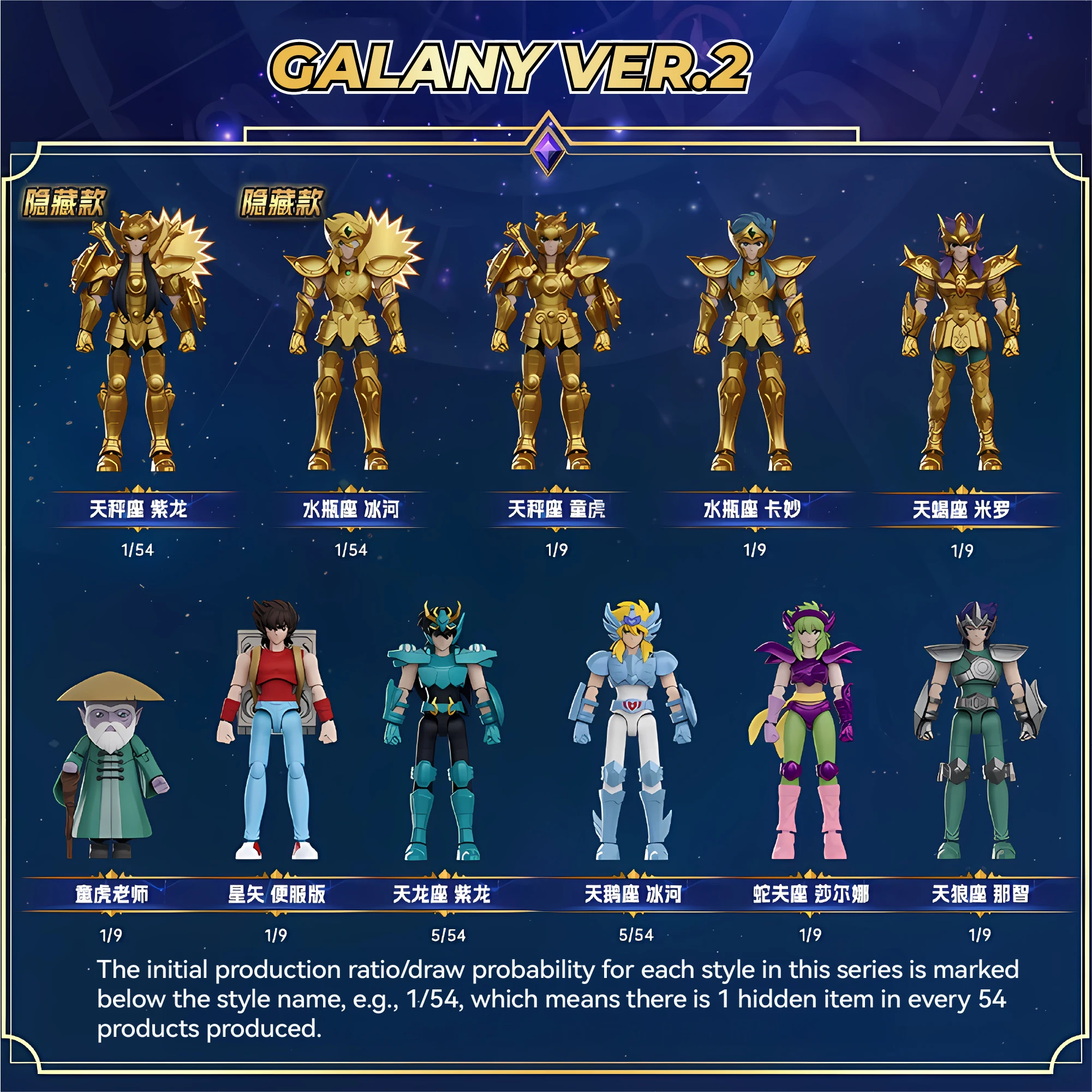 聖闘士星矢 ギャラクシー Vol.2 Vol.1 Vol.3 アテナ シリュウ ヒョーガ ミロ ドーコ セイヤ カムス シャイナ アクションフィギュア ‌   ブラインドボックス ​ 子供向けギフト ​   おもちゃ