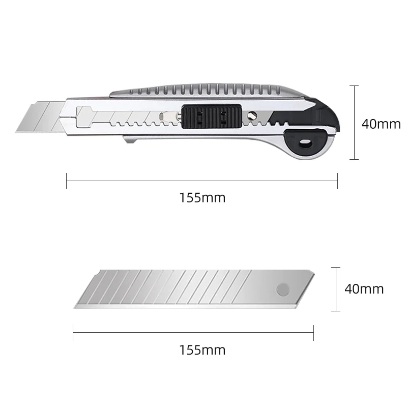 Utility Knife Stainless Steel Wall Paper Cutting Cutter Razor Blade Retractable with 5pcs Blades Dropshipping