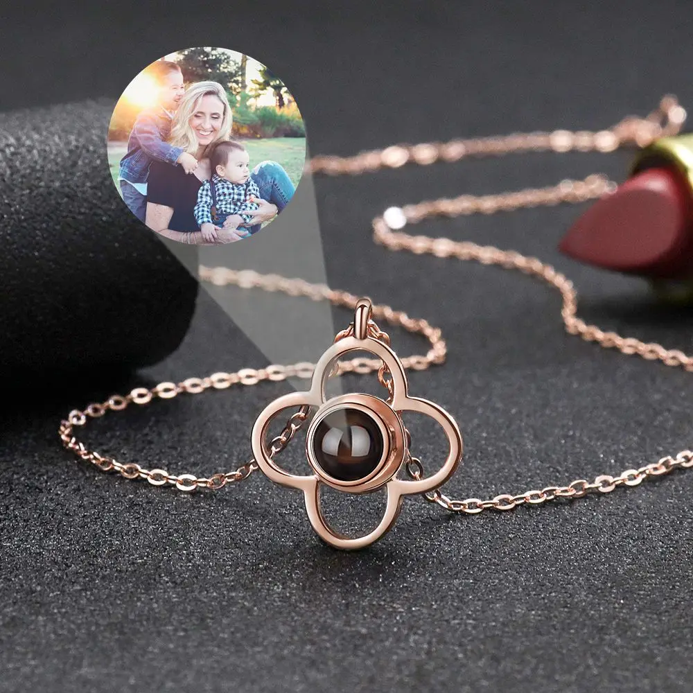 Projection Photo Necklaces Custom Photo Necklace for Women Flower Pendant Chain GirlFriend Wife Perfect Birthday Gift 2023