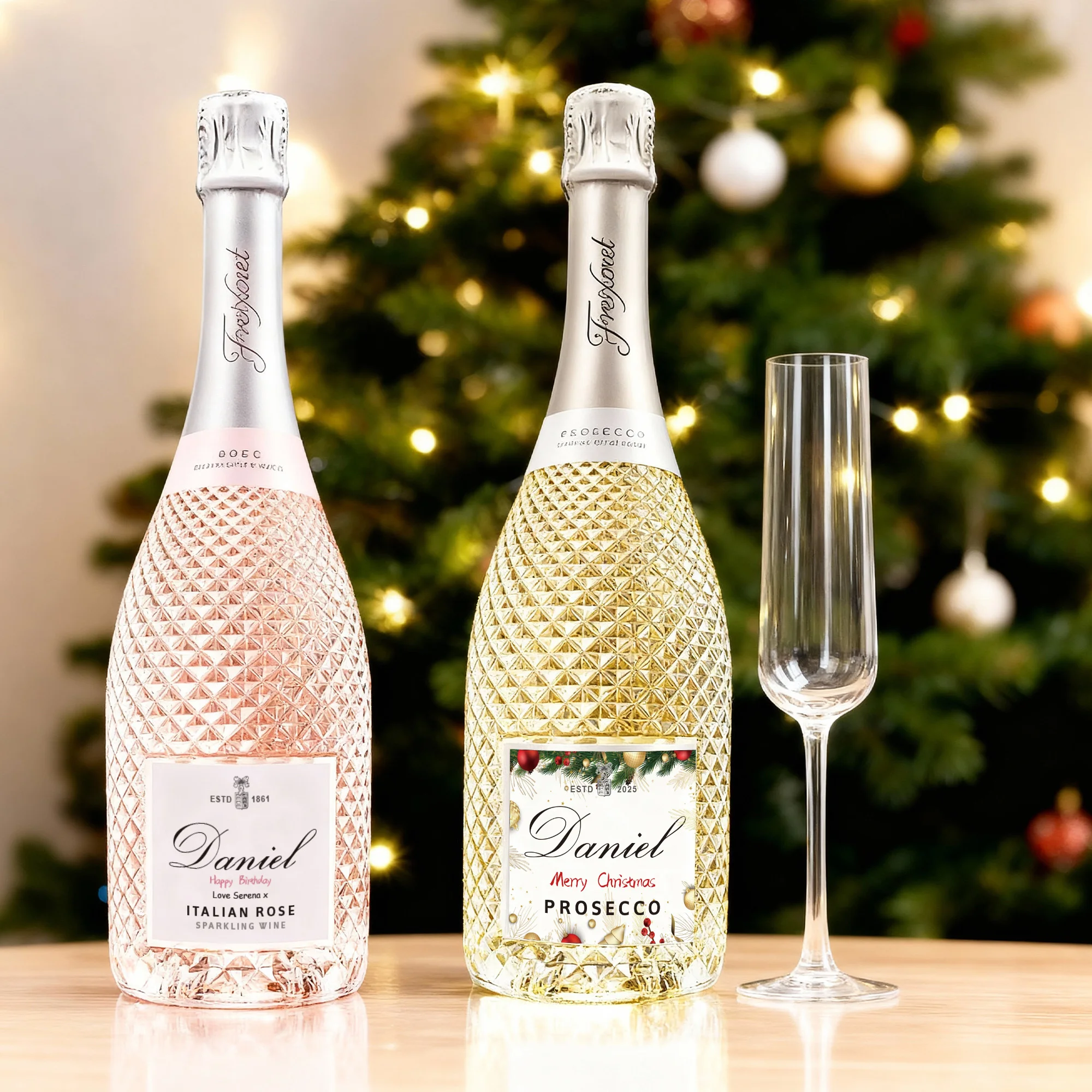Etiqueta de vino champán Prosecco personalizada, pegatinas de vino personalizadas para Navidad, boda, cumpleaños, Baby Shower, despedida de soltera