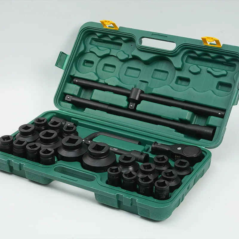 26Pcs CR-V Steel Socket Set Ratchet Wrench Extension Bar Adapter Hand Tool Kit  for Garage Auto Repair General Hardware Work