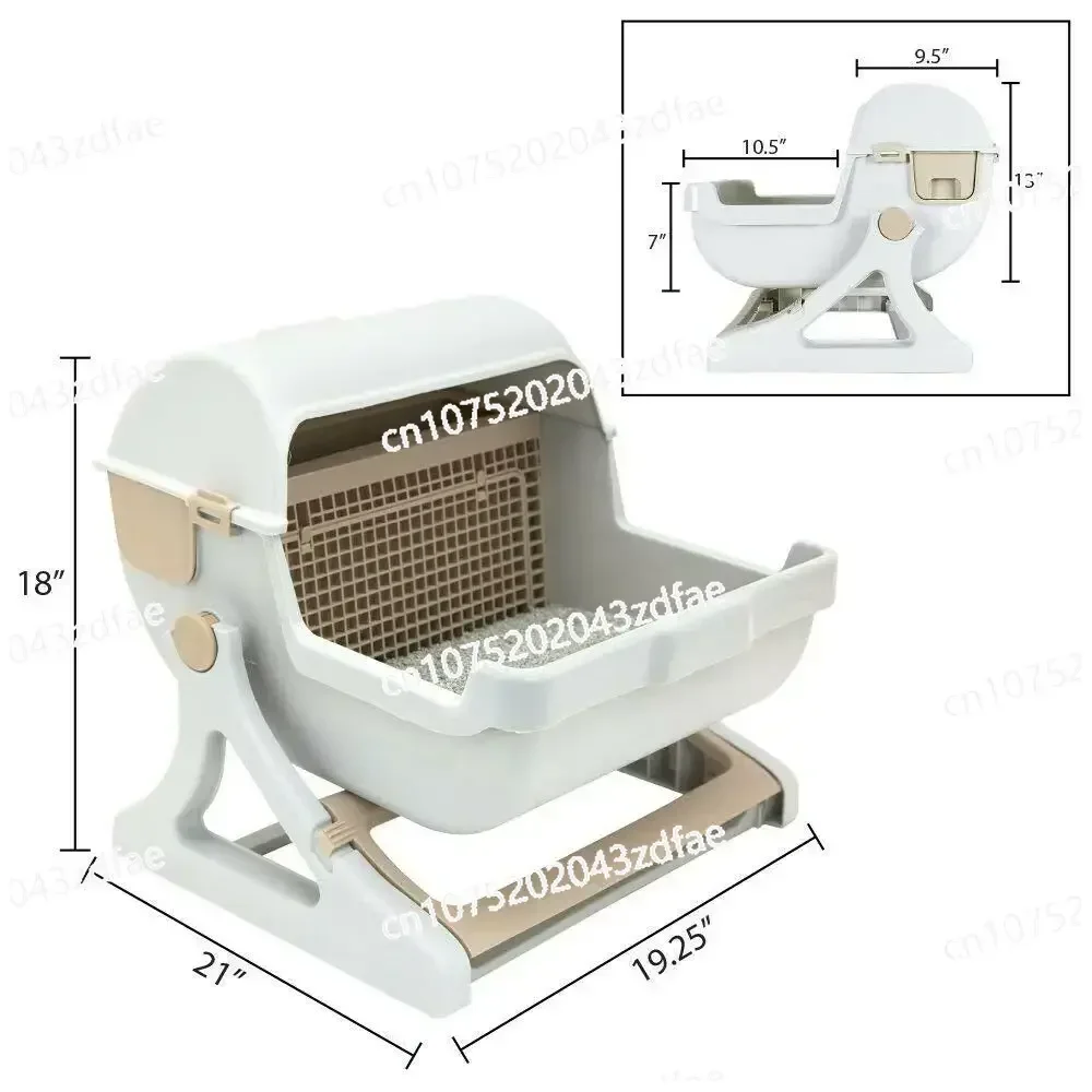 Pet Semi-automatic Quick Cleaning Cat Litter Box Luxury Cat Toilet Rain Gear Sandbox Bedding Bedpan Pet Eye Black Kitten