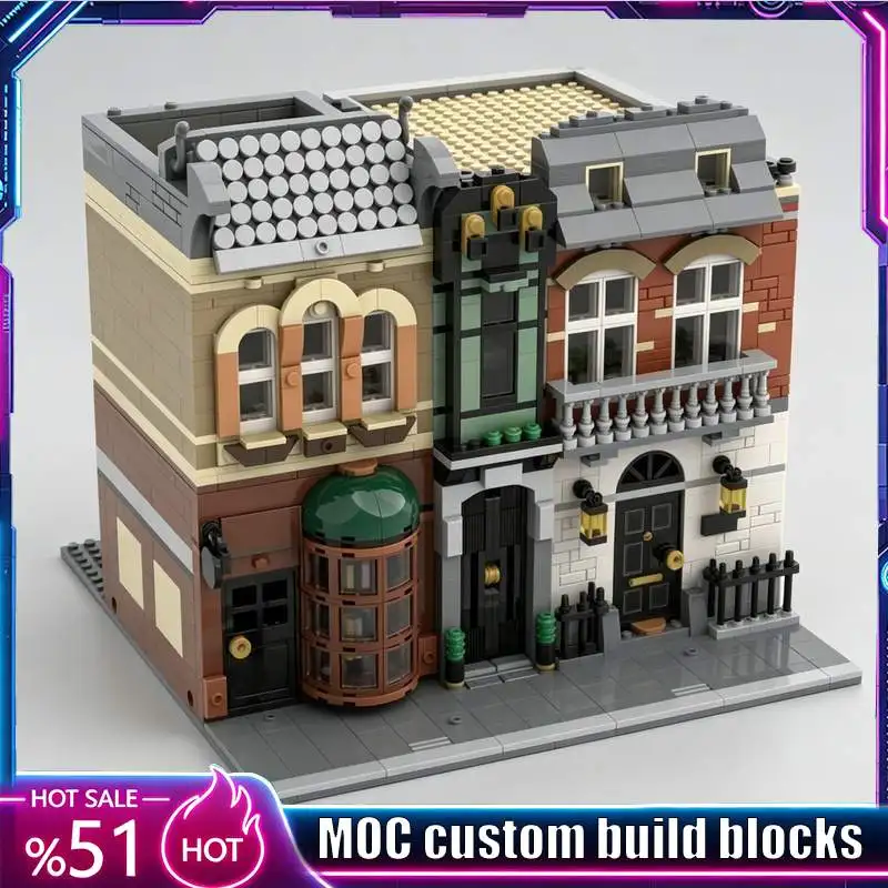 1650 Parts Street MOC Victorian Architecture Model Custom Puzzle DIY Assembly Building Blocks Historic Collection Display Gifts