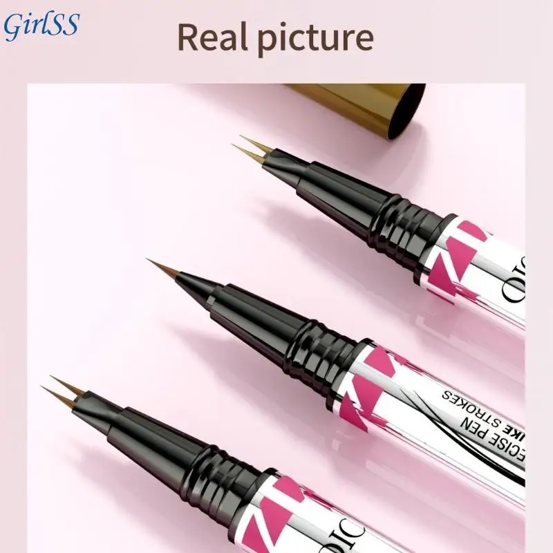 2-in-1-Augenbrauenstift mit 2 Spitzen, Microblade-Konturstift, doppelseitiger Augenbrauenpinsel, wasserfester Augenbrauenstift