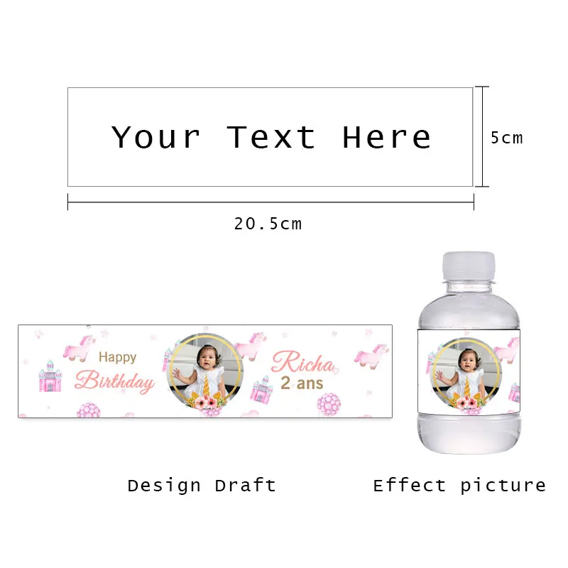 Einhorn Glücklich Geburtstag Party Wasser Flasche Aufkleber Custom Name Personalisierte Baby Dusche Taufe Kinder Festliche Event Liefert