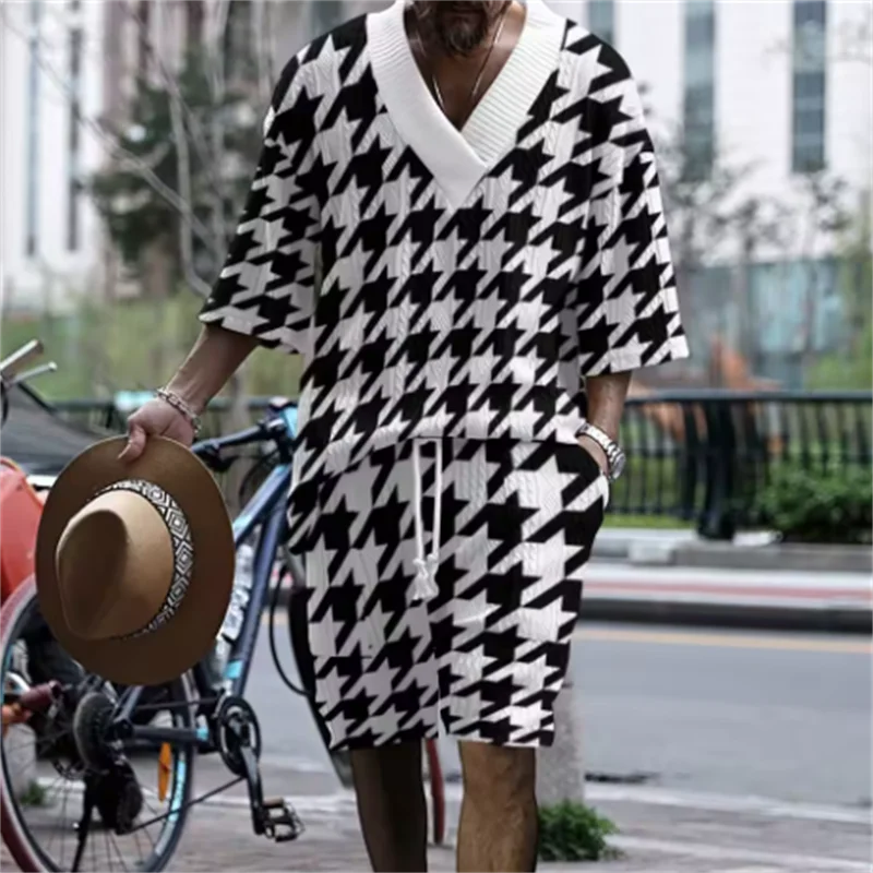 

Summer bestseller 2-piece short-sleeved set, light luxury and simple 3D digital printing, personalized street style