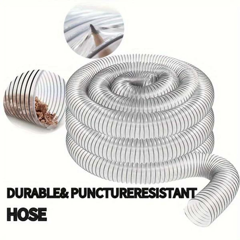 2Inch OD 50Mm Clear PVC Dust Collection Hose For Use With Dust Collectors With Ports. Ideal For Shop Vacuums