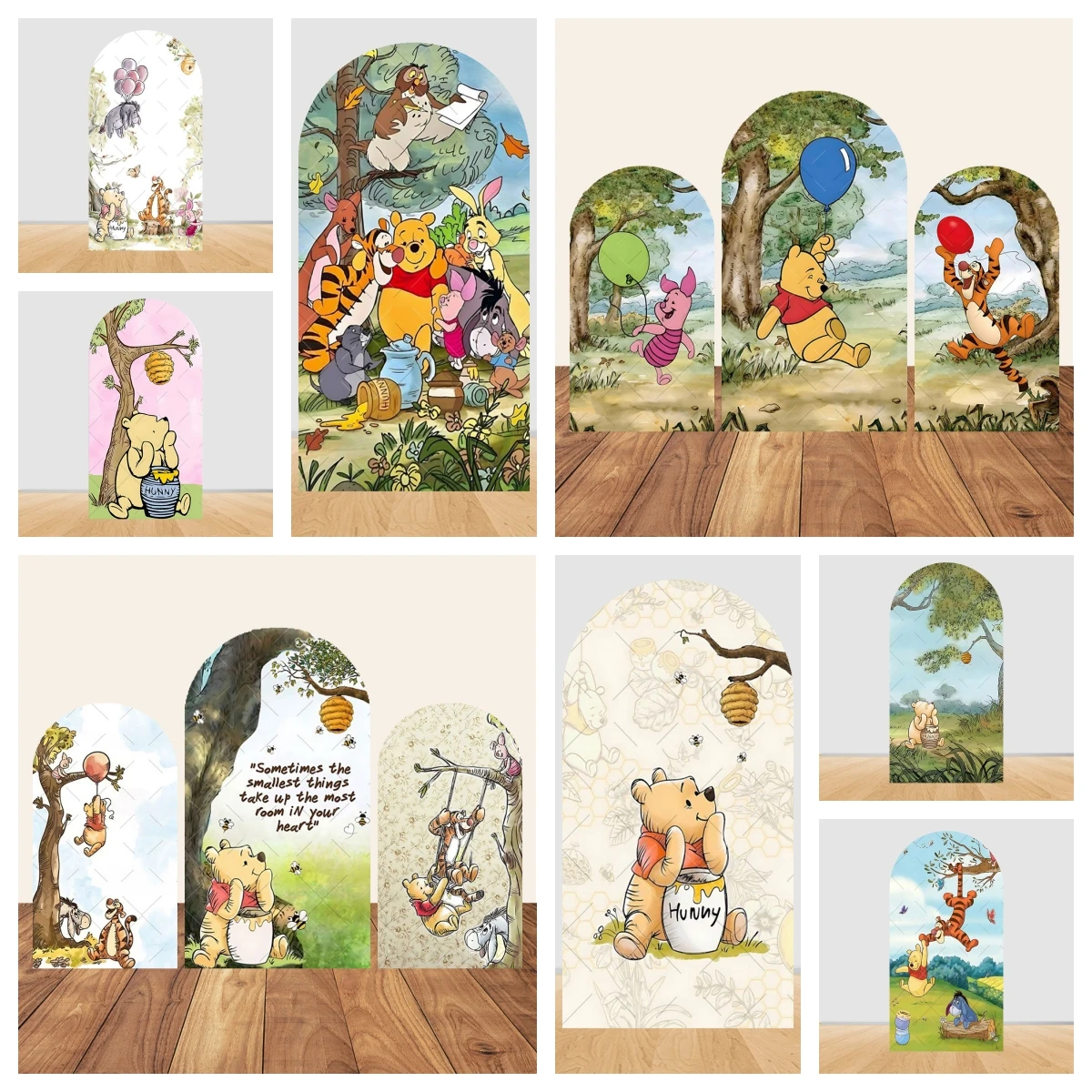 Winnie The Pooh Theme Baby Shower Arch Backdrop Covers Kid's Birthday Party Supplies Photography Background Wall Decoration