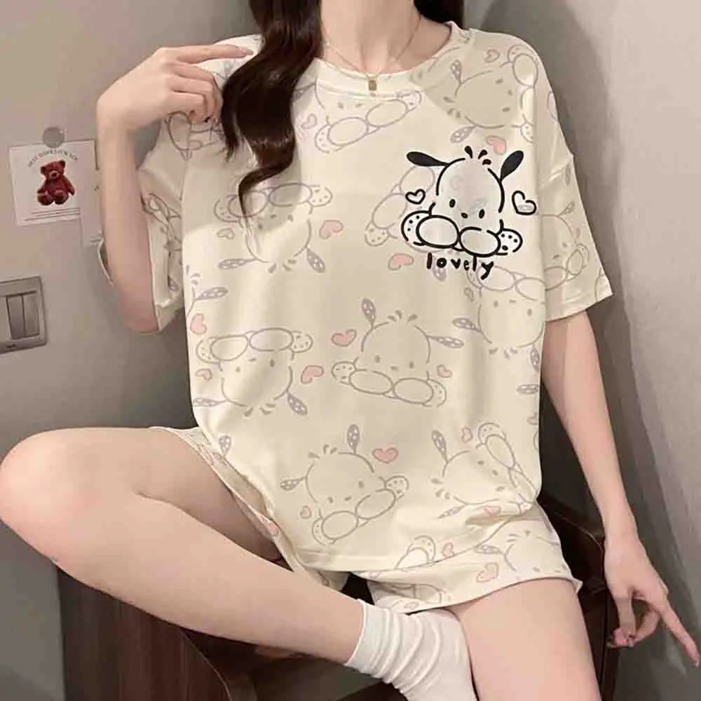 Sanrio Hangyodon 2-Piece Set of Kawaii Pajamas Y2K Shorts Short Sleeved Summer Pajamas Cartoon Soft and Comfortable Home Wear - view 6