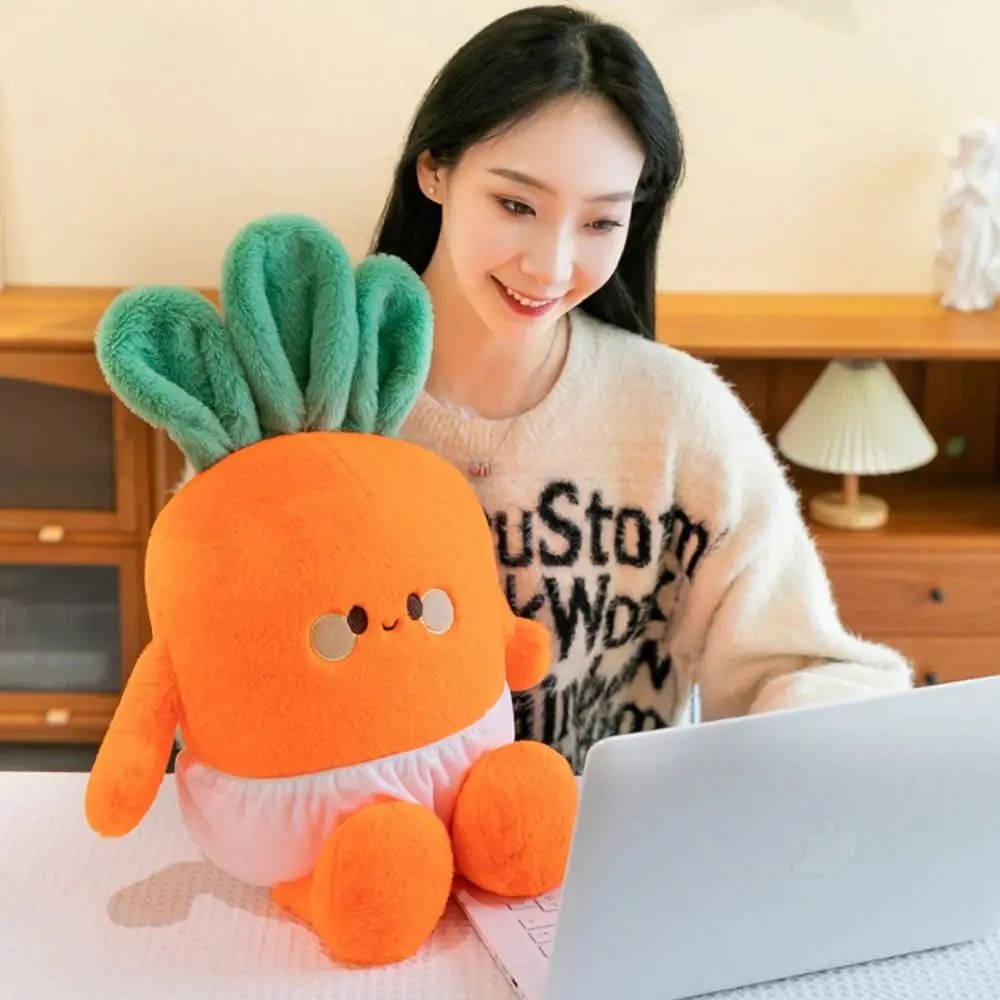 

Kawaii имитация мультяшной моркови, плюшевая игрушка Daikon, пушистая овощная подушка-морковка, мягкая 40 см, мягкая кукла-морковка для девочек