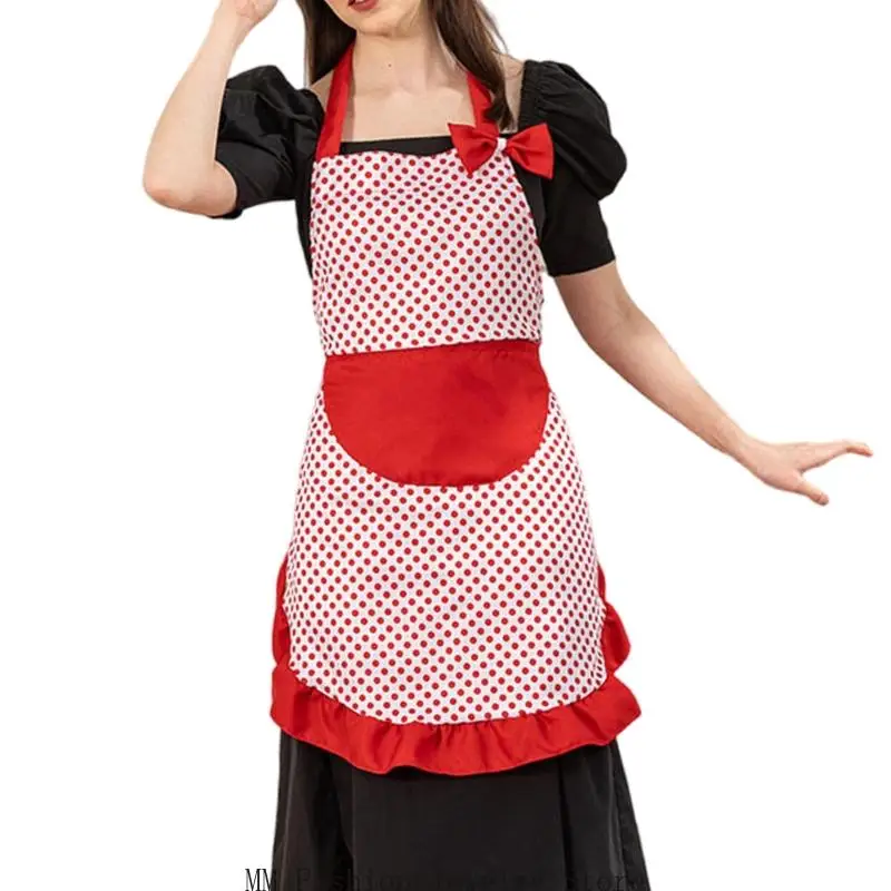 Tabliers cuisine D0ub Bowknot tabliers avec des poches pour cuisson du jardinage