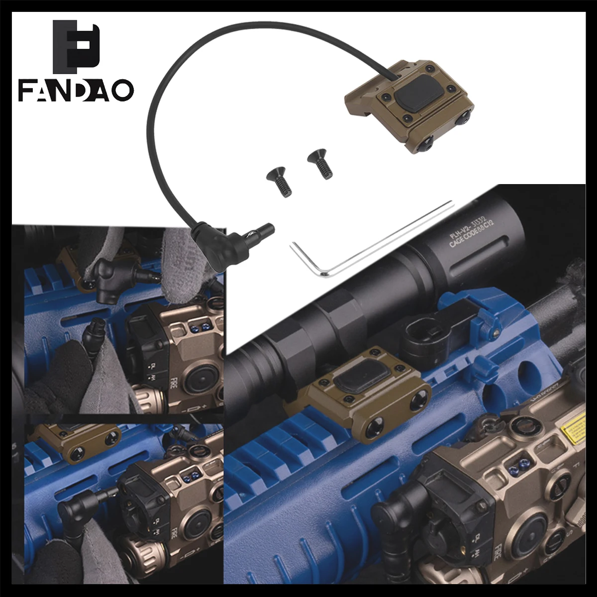 

Tactical Mteal Side Wired Control Switch SF 2.5mm CRANE LASER Remote Pressure Switch Button for Airsoft Flashlight PEQ Shooting