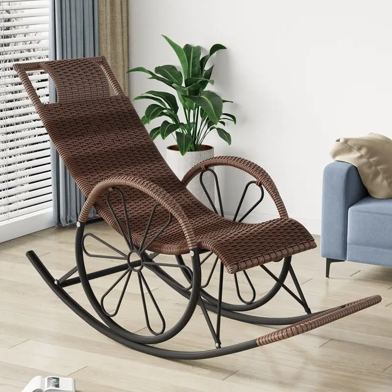 Erwachsene High-End-Schaukelliege für ältere Menschen, Freizeit, Balkon, Nickerchen, Haushalt, bequemer Rattanstuhl