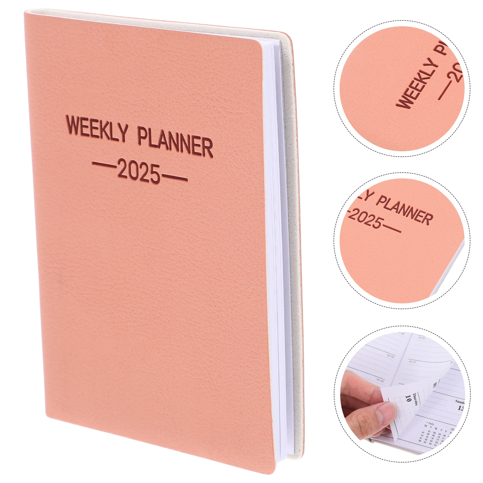 2025 Weekly Book 12 Month Calendar Mini Monthly For Purse Size Pocket Planner Supplies Home School Essentials Pink Hardcover