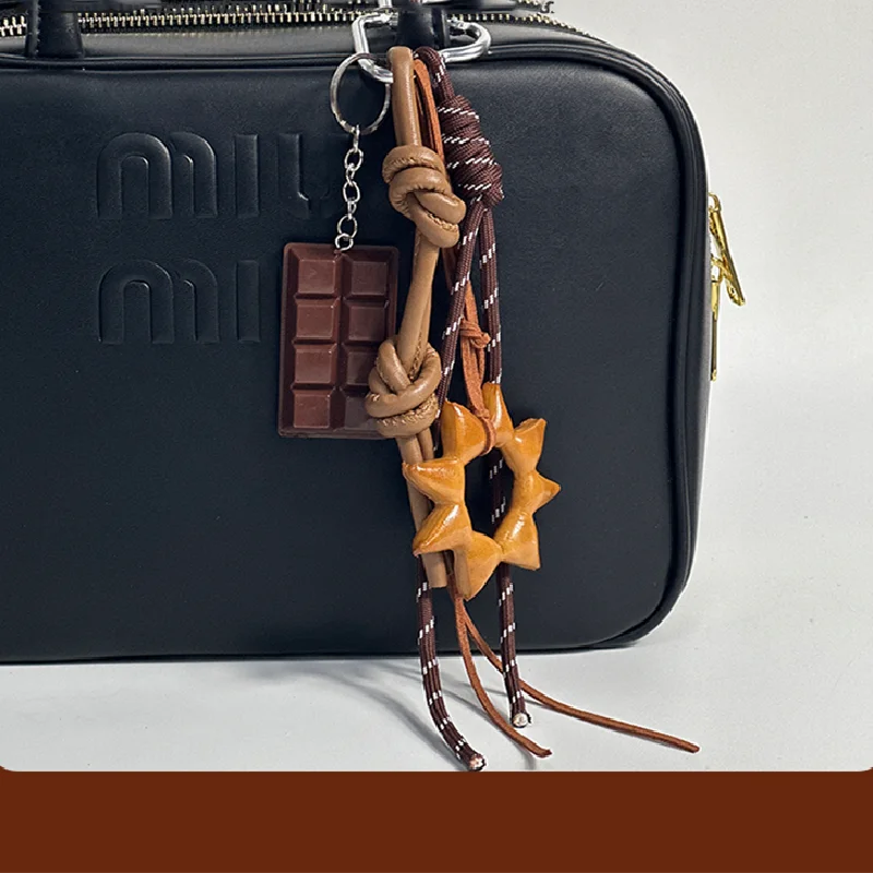 Trend Charm Bag Pendant Luxury Chocolate Alkali Water Bread Sun Brown Ornament Keychain Fashionable Accessories Birthday Gift