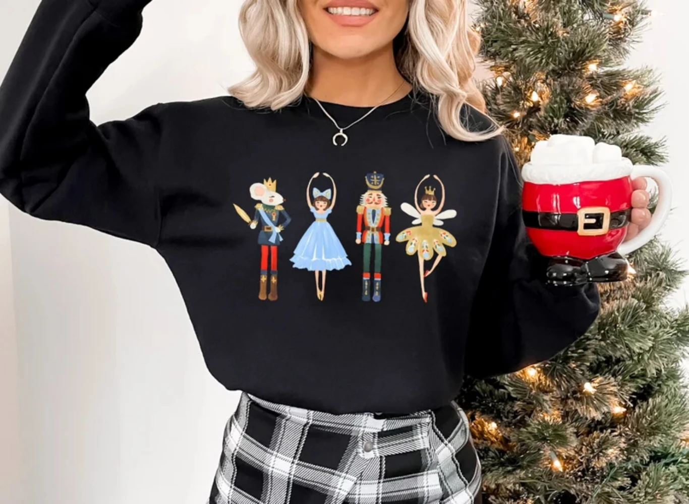 Nutcracker Christmas Sweatshirt Sugar Plum Fairy Pullover Shirt Nutcracker Squad Ballet Cute Winter Clothing Women