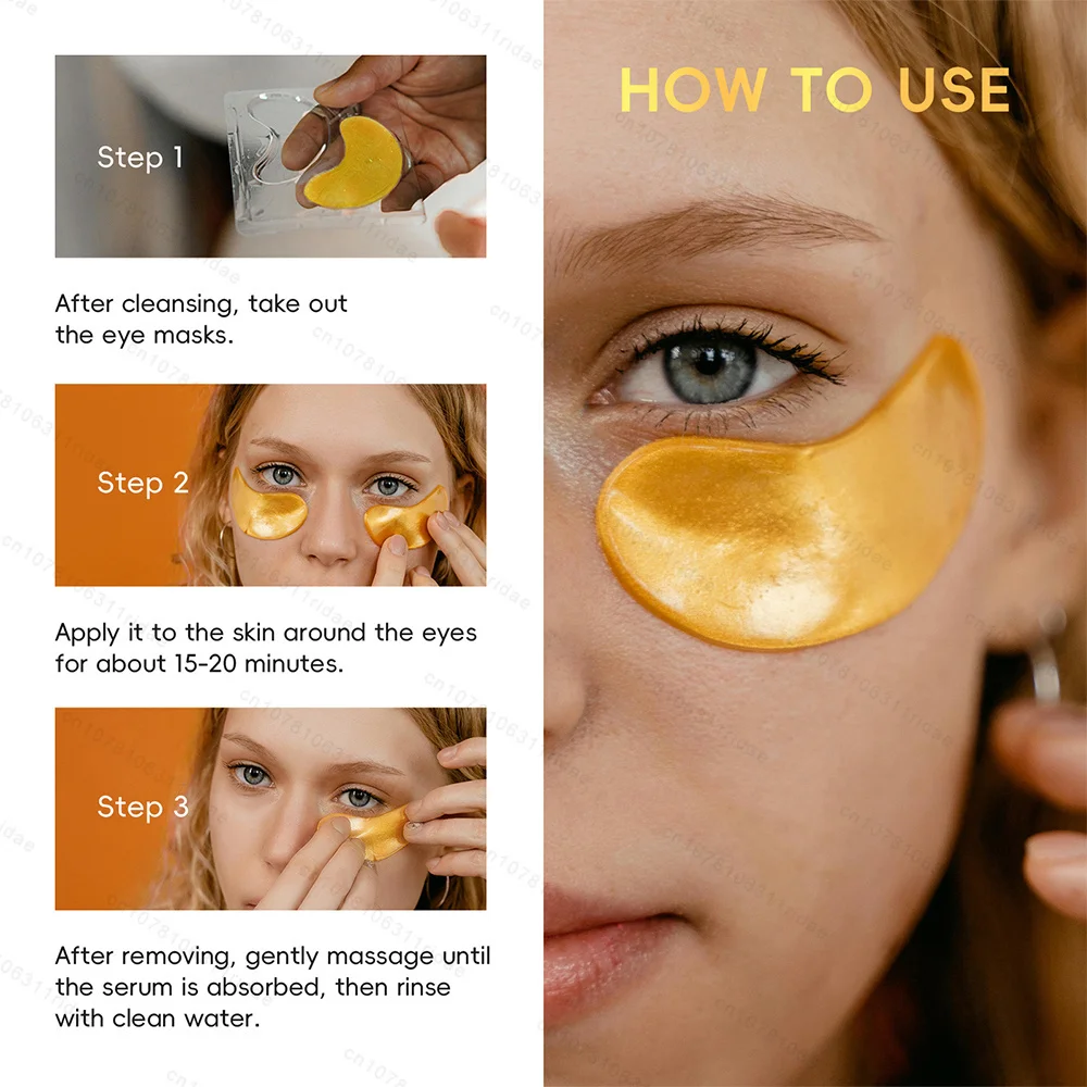 

Золотая увлажняющая маска для глаз против морщин, против старения, выцветания темных кругов, патч для ухода за кожей, расширяющаяся маска для тонких линий, инструмент для ухода за глазами, 1 пара