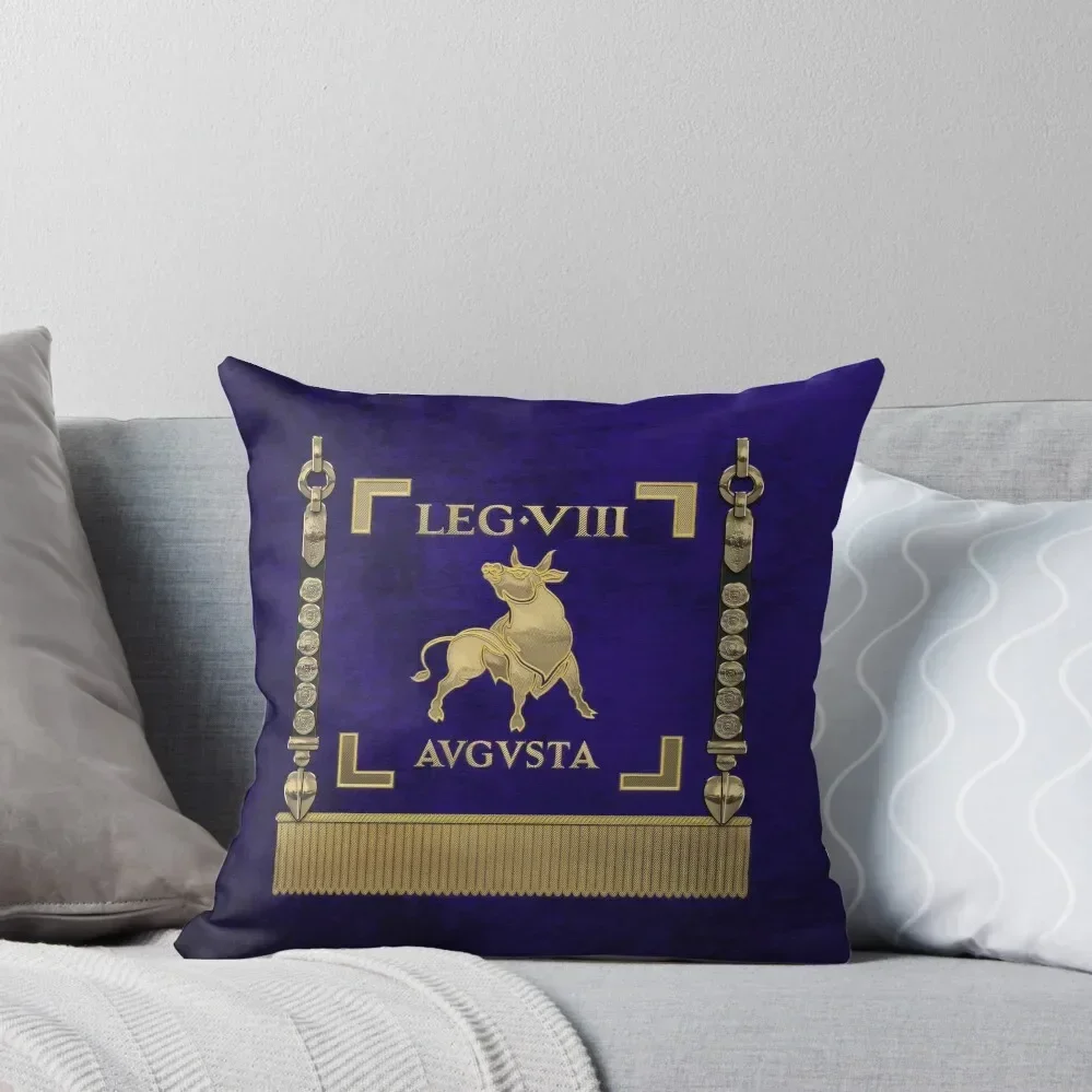 Standard of the Augustus' Eighth Legion - Blue Vexillum of Legio VIII Augusta Throw Pillow Couch Cushions pillow