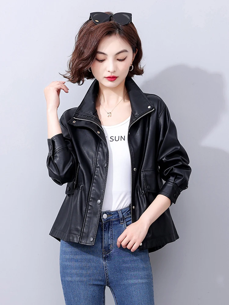   Ning 本革ジャケット レディース ショートスリーブ 2025 新作 春秋 スリムフィット シープスキンコート ジッパー開閉 ロングスリーブ