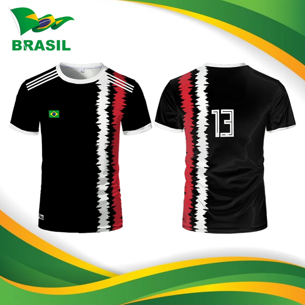 

Brazilian Flag Printed Jersey Street Fashion Sports Casual Men's Tops WIFRU Breathable Quick-drying O-neck Short-sleeved T-shirt