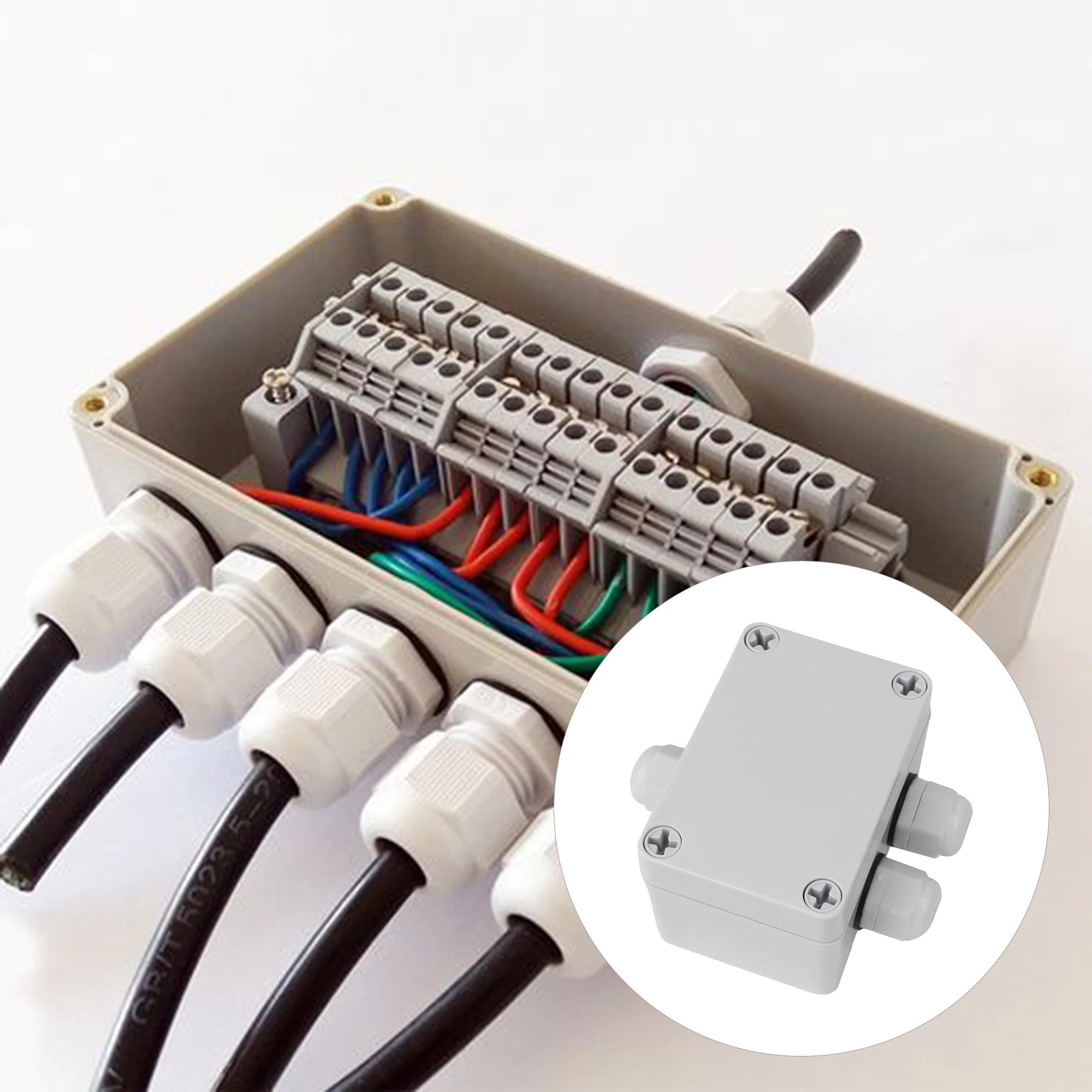 3Pieces 6 Bit Plastic Junction Box with PG11 Connectors White 95x65x55mm