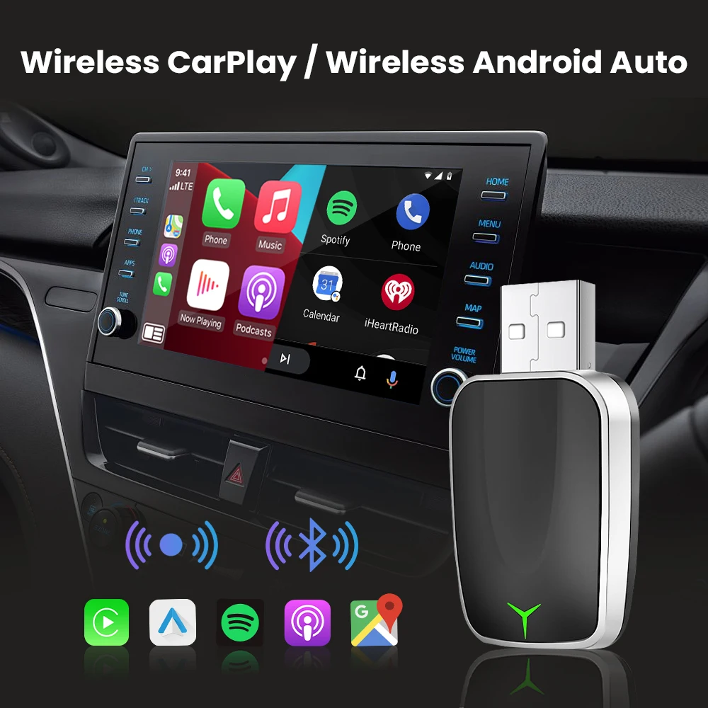 2in1 Wired to Wireless CarPlay Android Auto Adapter Plug and Play For 98% OEM Car CarPlay/Android Auto For Benz Volvo VW Toyota