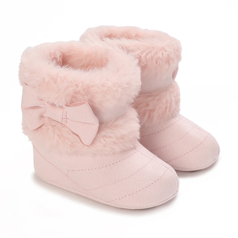 Baby Autumn/Winter Pink Snow Boots 0-18M Girl Baby Warm Cotton Shoes Solid Color First Walking Shoes Children\'s Shoes