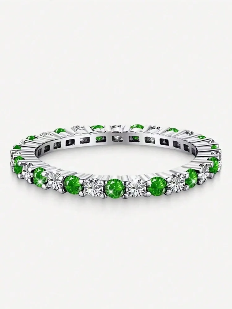 Women's 925 Sterling Silver Multicolored Full Zircon Stackable Ring
