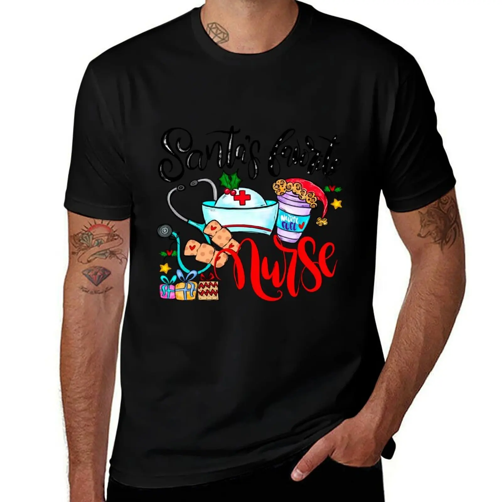 

Santa’s Favorite Nurse T-Shirt cotton t shirt man t shirts for man cotton T-Shirt
