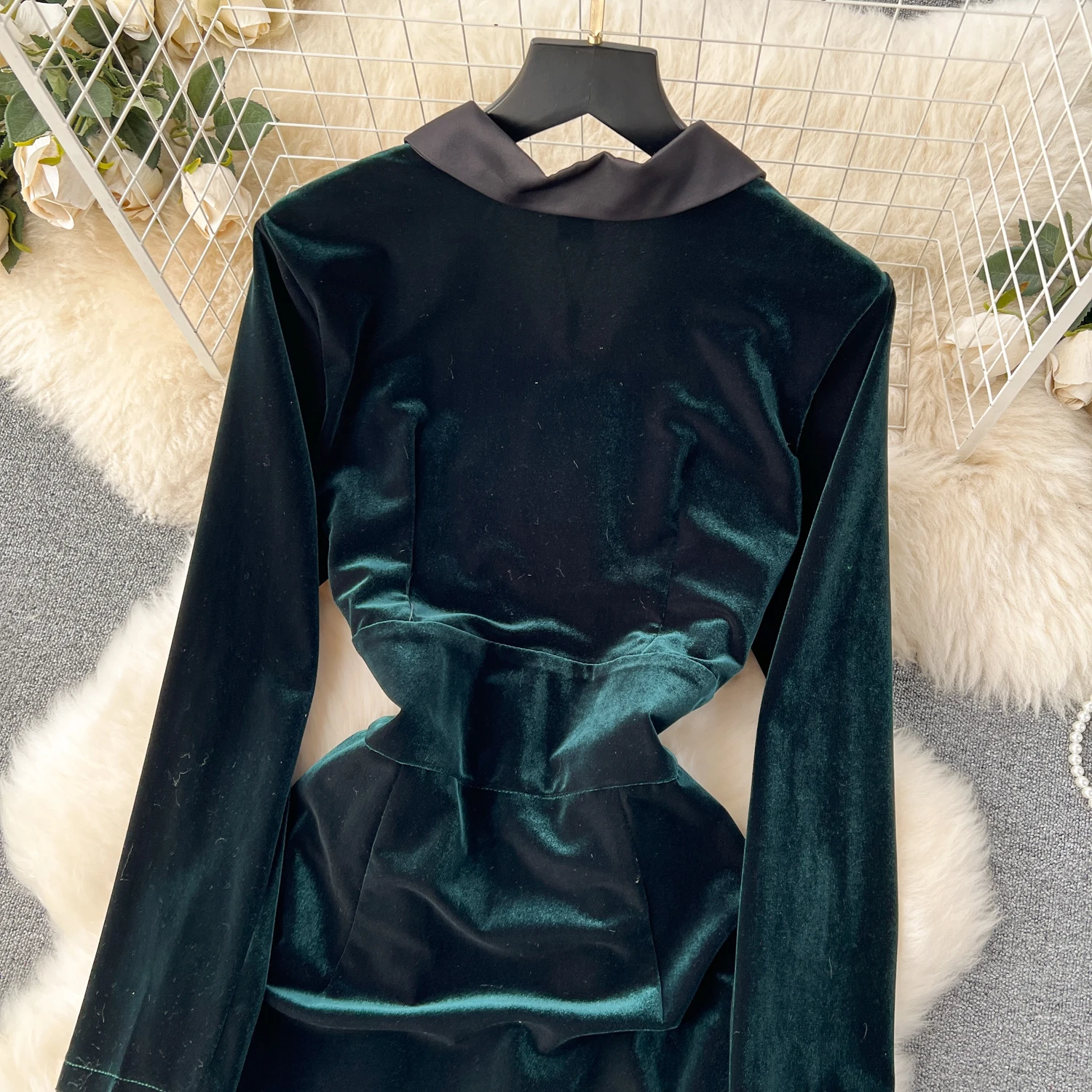 Robe longue en velours pour femmes, élégante et Chic, Double boutonnage cranté, soirée française, vêtements de rue