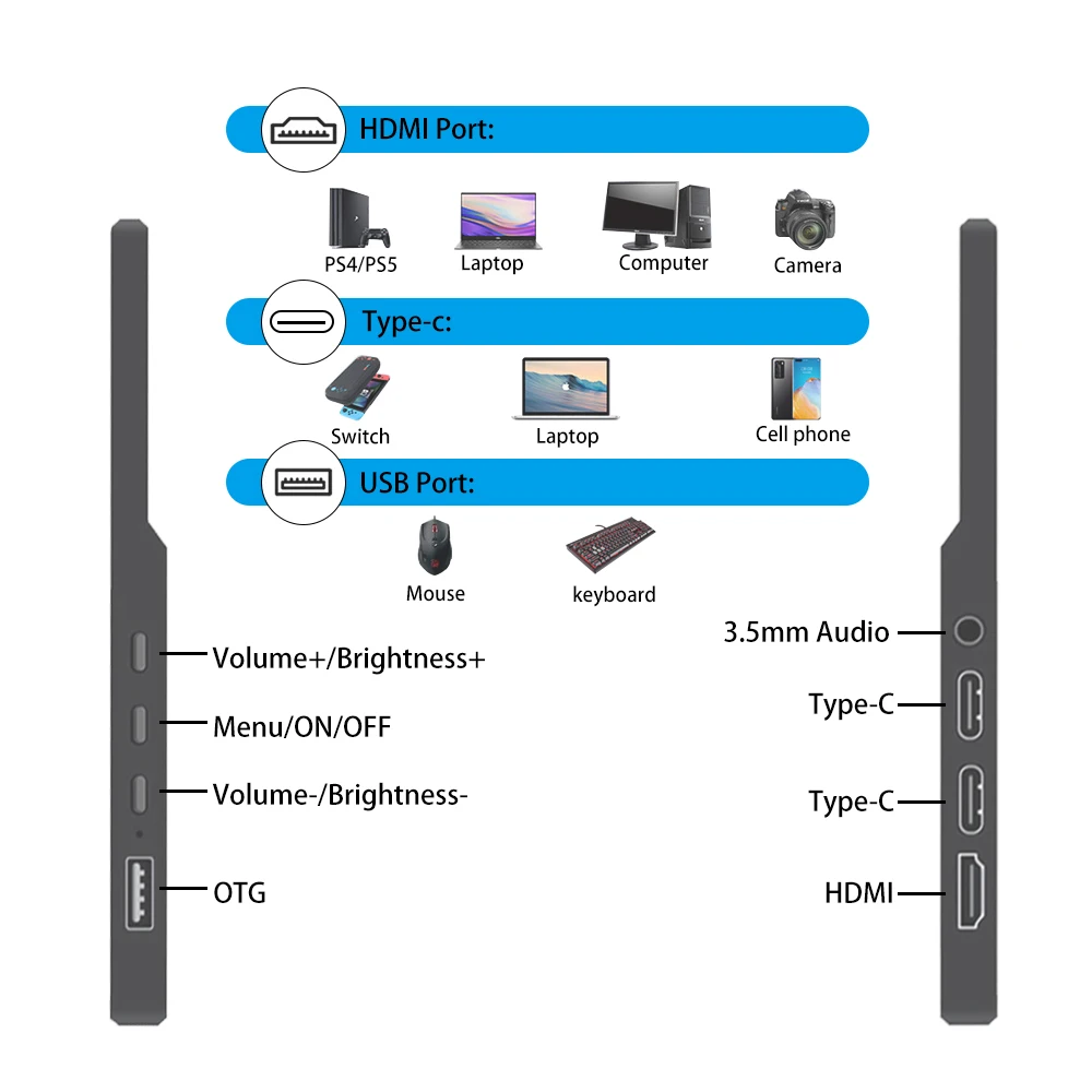 Imagem -04 - Tela Sensível ao Toque de 16 Polegadas 1920x1200 16:10 hd Ips Painel Lcd Monitor Portátil Monitor Secundário para Ps4 Ps5 Xbox Switch Laptop pc Gamer