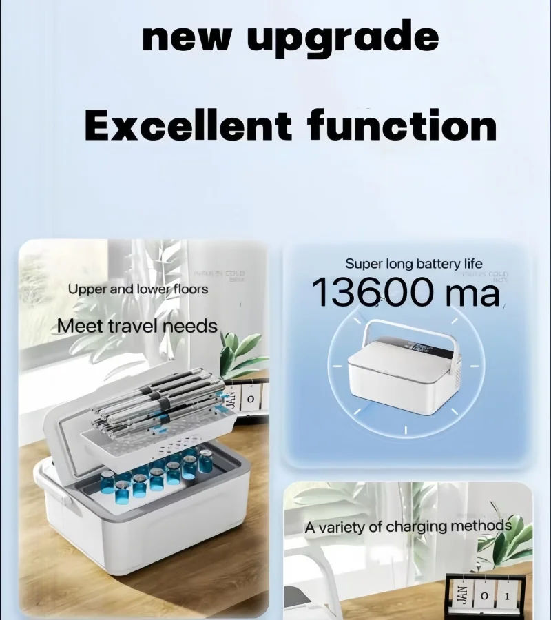 

Large capacity insulin refrigeration box, travel medicine storage constant temperature box, double-layer space insulin insulatio