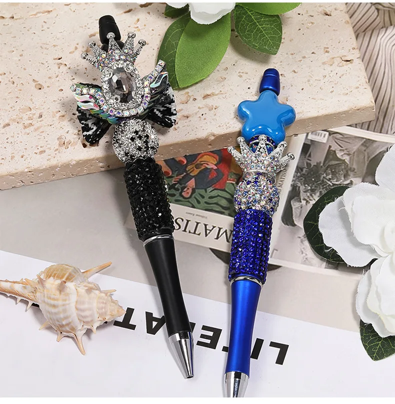 New 5PCS Shiny Diamond Crown Beads DIY Pen Bead Phone Key Chain Necklace Earrings Bracelet Alloy 3D Crown Jewelry Accessories