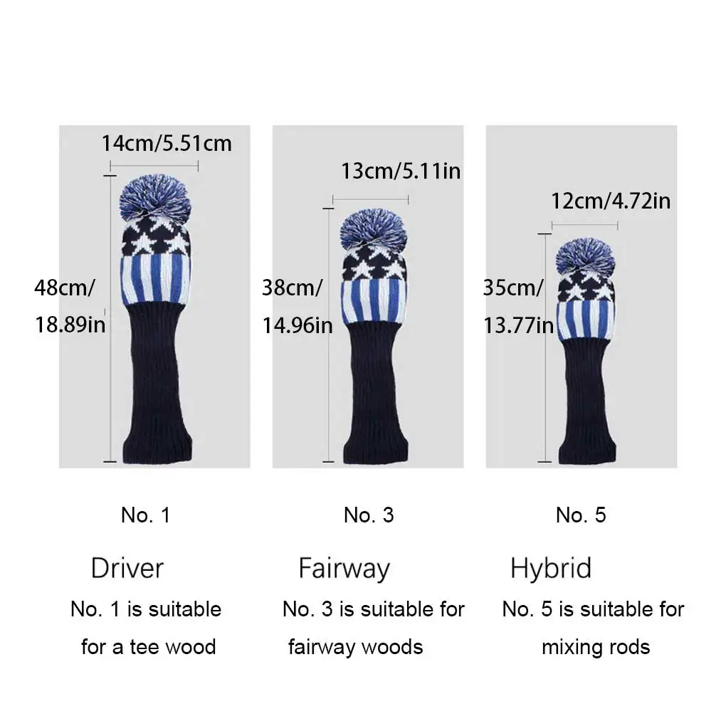 Pack of 3 Wood Driver Golf Club Cover 135 Number Head Covers Portable Protector Guard Sleeve Accessories Women Men Type 1