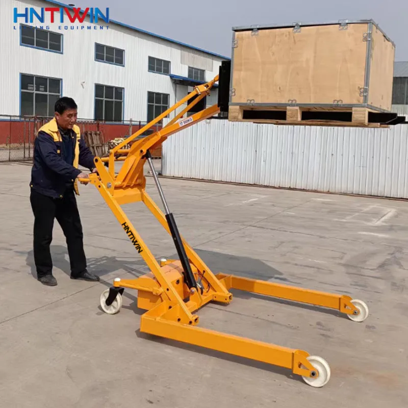 500kg mini folding shop crane sale with hook or fork for pallet