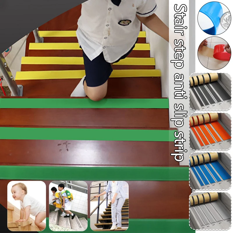 

1M PVC Self-adhesive Anti-Slip Stair Tape Abrasive Treads Carpet Floor Sticker Non Skid Safety Sealing Strip Home Floor Decor